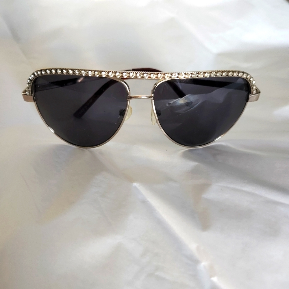 Sunglasses with Rhinestone Trim